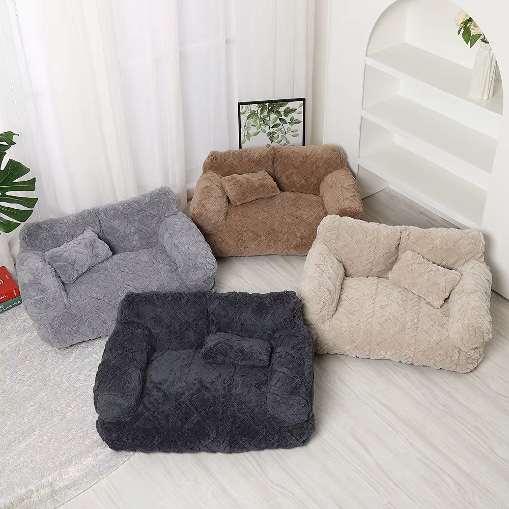 Winter Warmth Removable Washable Large Pet Bed Thickened Plush Sofa Bed Universal Pet Supplies