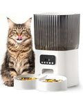 Automatic Cat Feeders for 2 Cats, Timed Auto Feeder Cat Food Dispenser, White, 5L with Double Bowls
