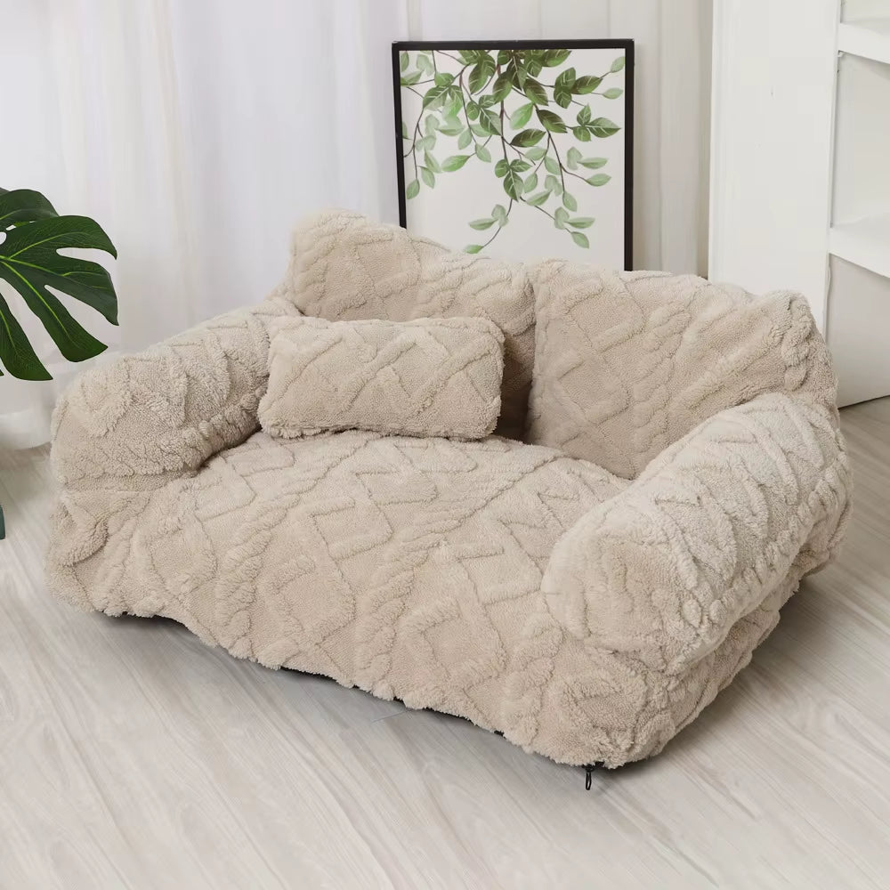 Winter Warmth Removable Washable Large Pet Bed Thickened Plush Sofa Bed Universal Pet Supplies