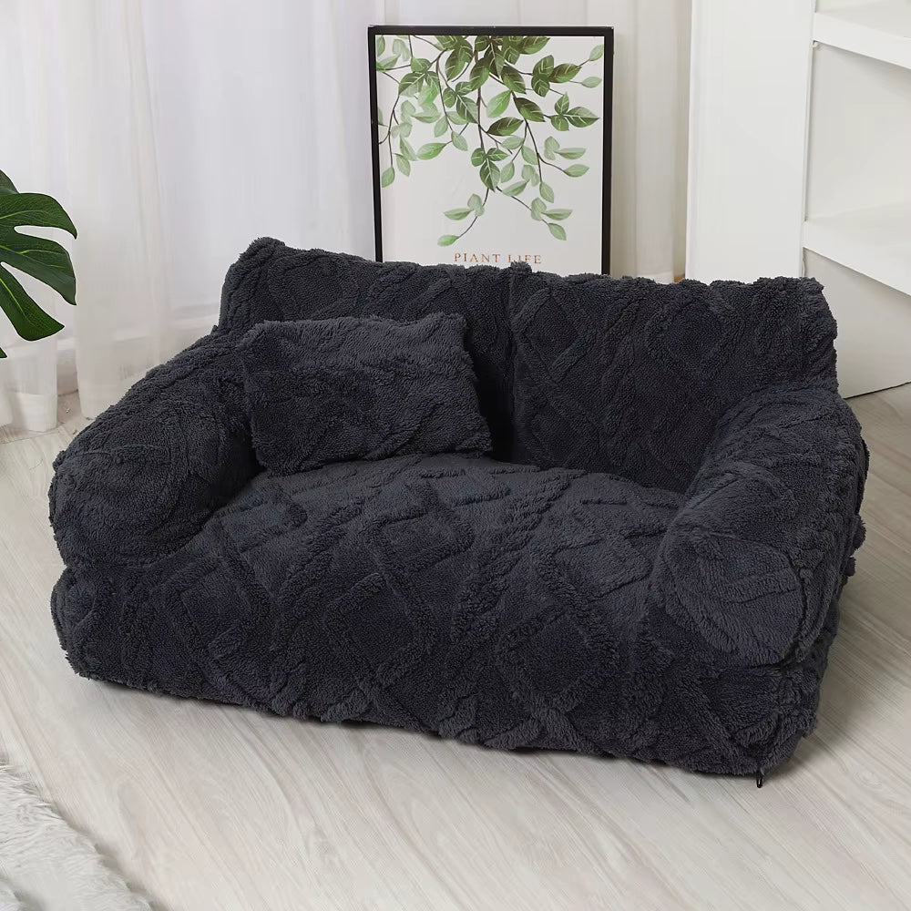 Winter Warmth Removable Washable Large Pet Bed Thickened Plush Sofa Bed Universal Pet Supplies